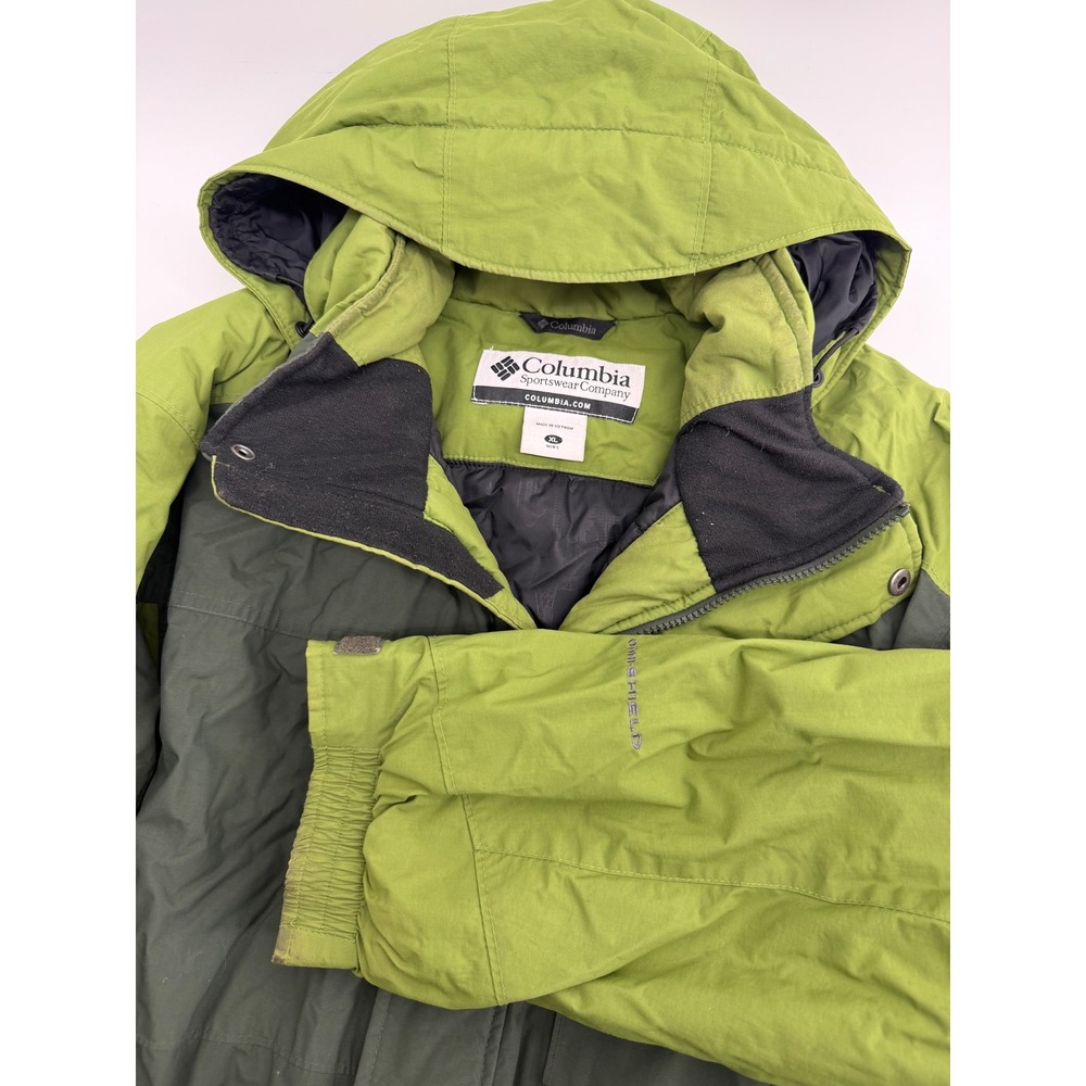 Columbia Sportswear Omni-Shield Hooded Jacket Mens XL Green Grey Winter Coat